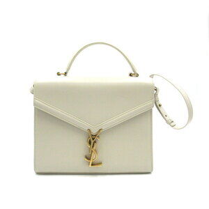 Saint Laurent Cassandra Top Handle Shoulder Bag Leather White